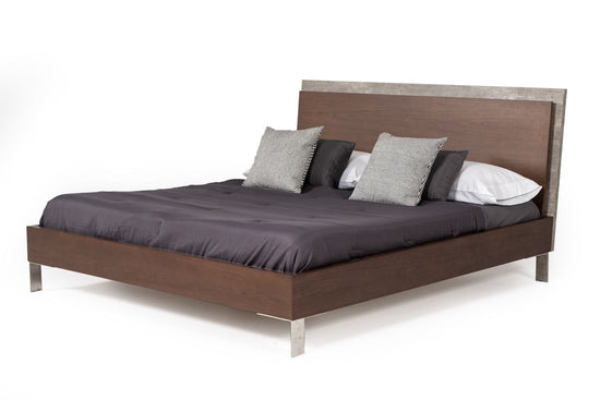 Queen Nova Domus Conner Modern Dark Walnut & Concrete Bed