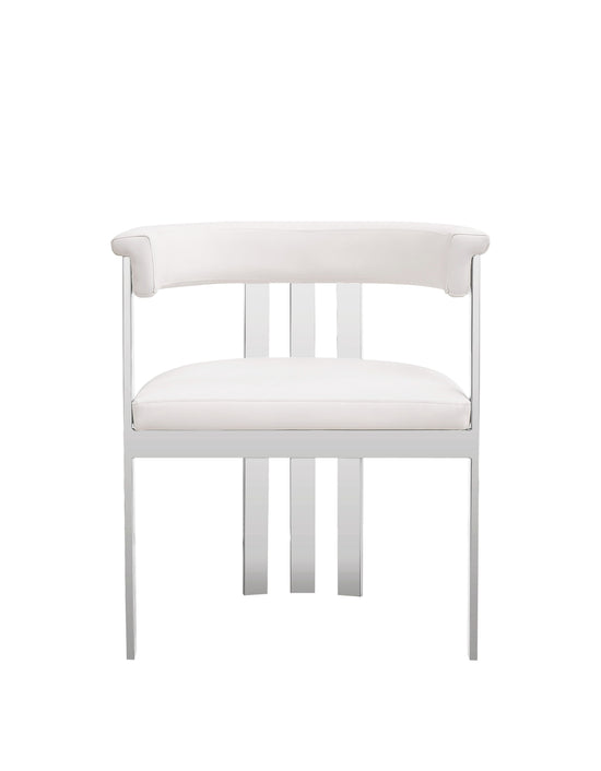 Modrest Pontiac - Modern White Vegan Leather + Stainless Steel Dining Chair