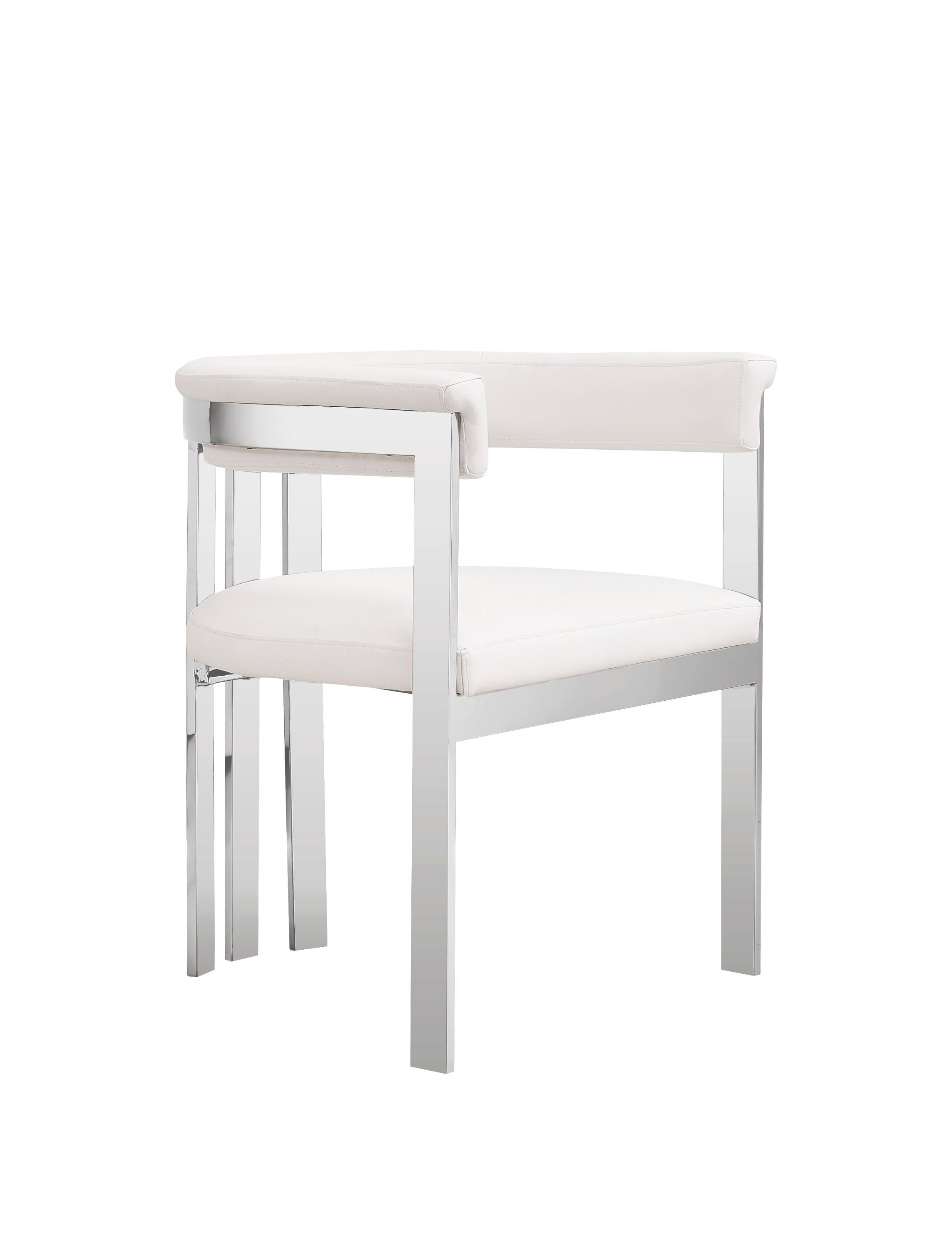 Modrest Pontiac - Modern White Vegan Leather + Stainless Steel Dining Chair