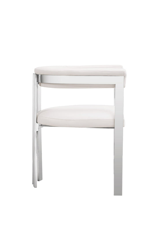 Modrest Pontiac - Modern White Vegan Leather + Stainless Steel Dining Chair