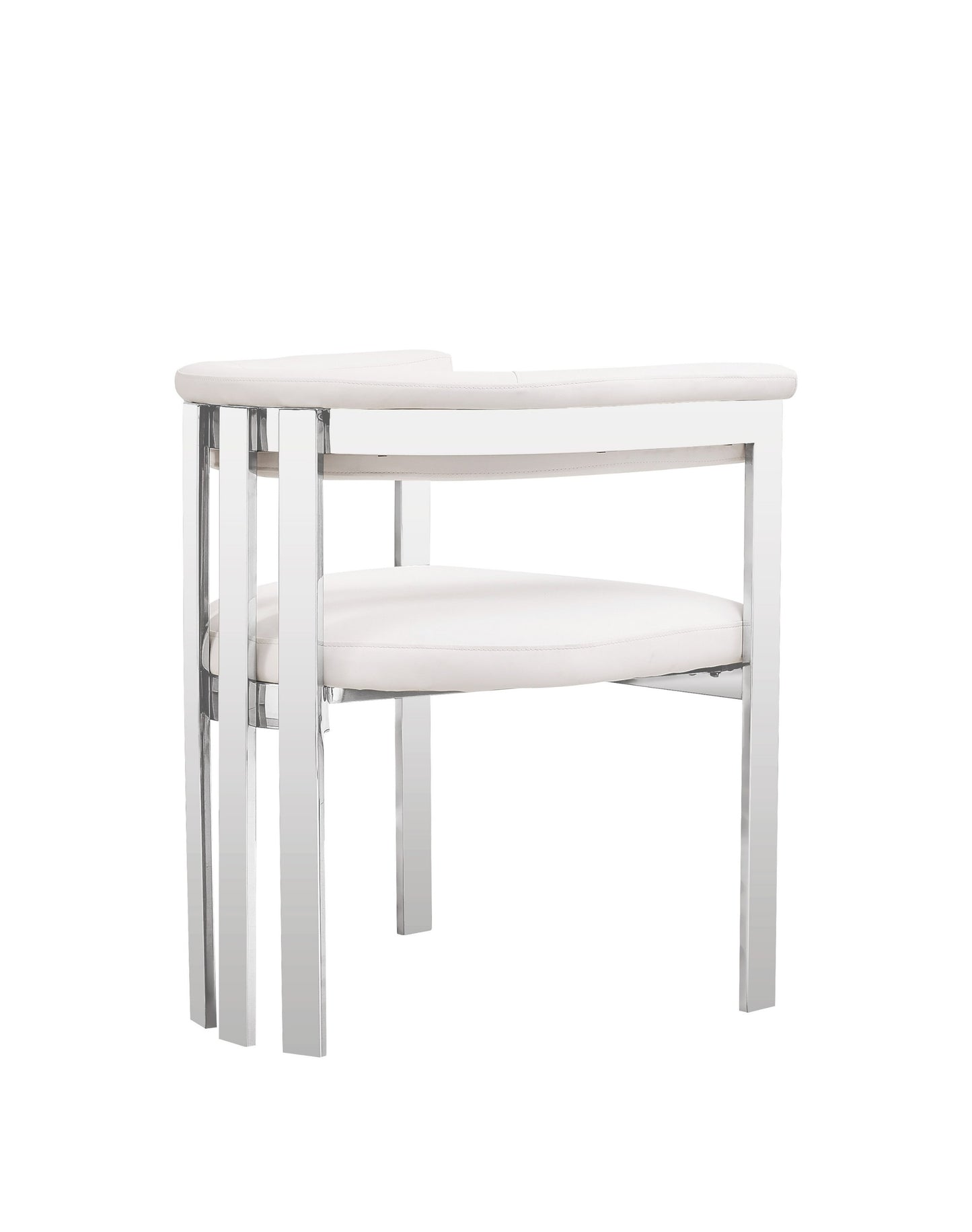 Modrest Pontiac - Modern White Vegan Leather + Stainless Steel Dining Chair