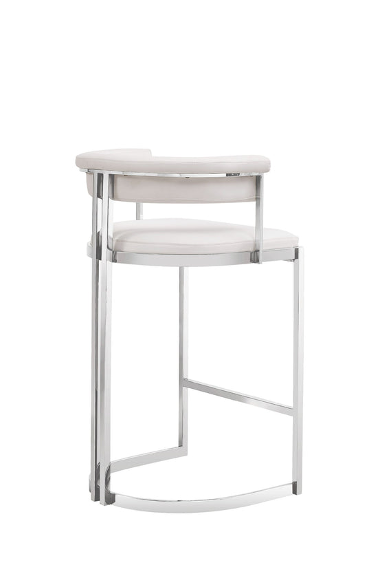 Modrest Munith - Modern White Vegan Leather + Stainless Steel Counter Chair