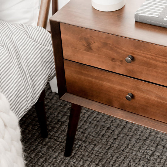 Mid-Century Solid Wood Nightstand Collection (1 or 2 Drawer)