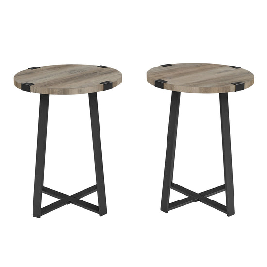 Modern Industrial 2-Piece Metal Wrap Side Table