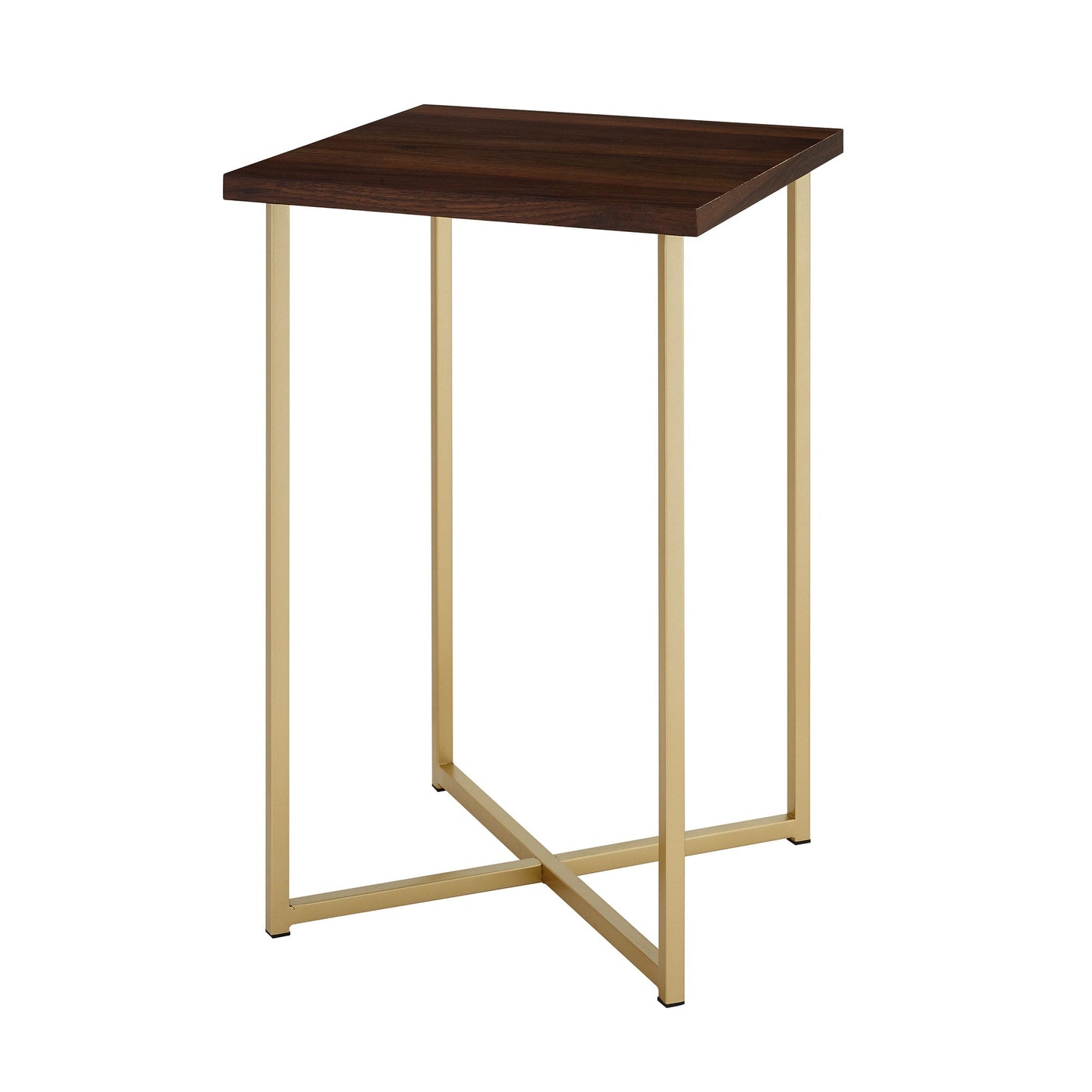 Modern Glam Metal and Wood Square Accent Tables 2-Piece Set