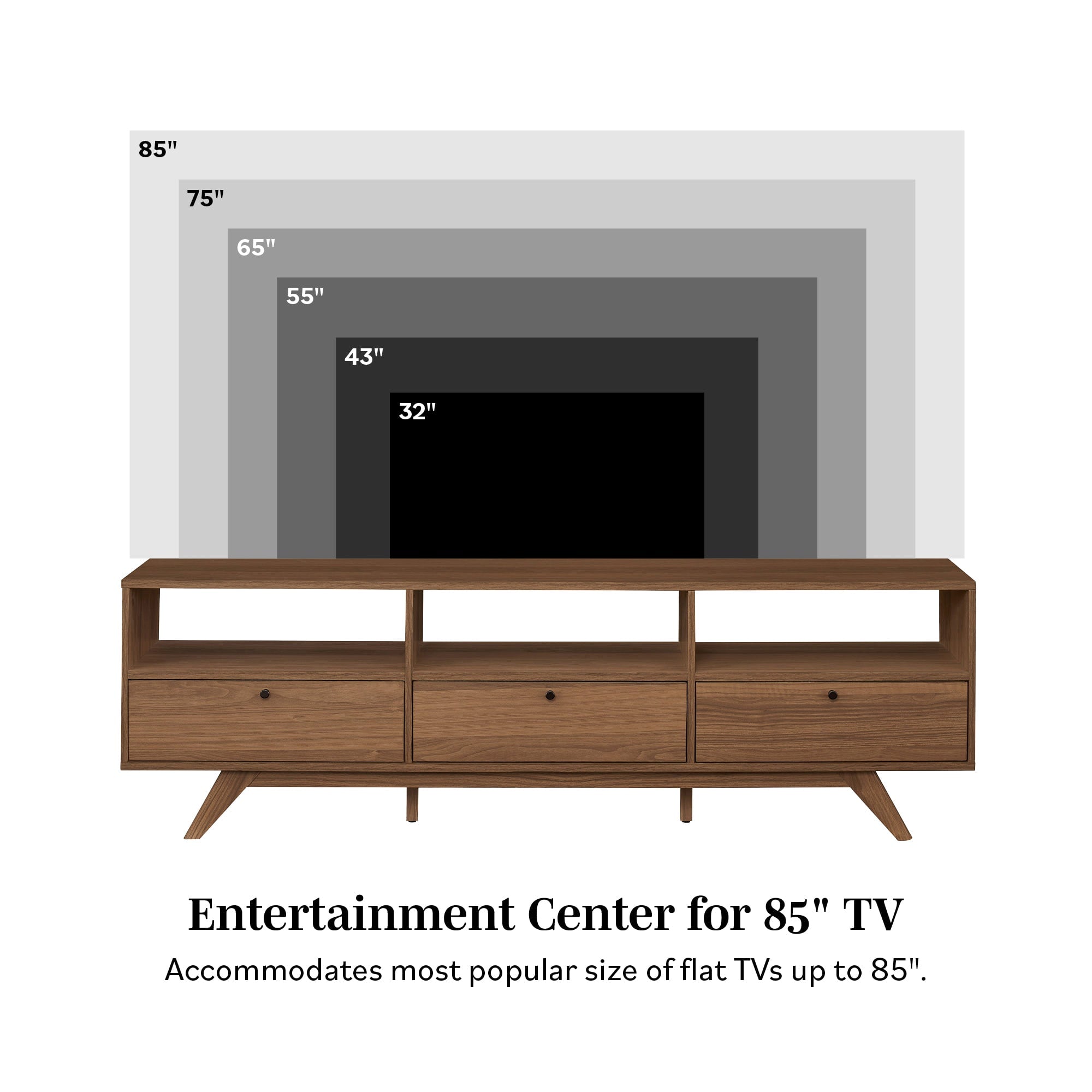 Kela Mid-Century Modern 3-Door TV Stand