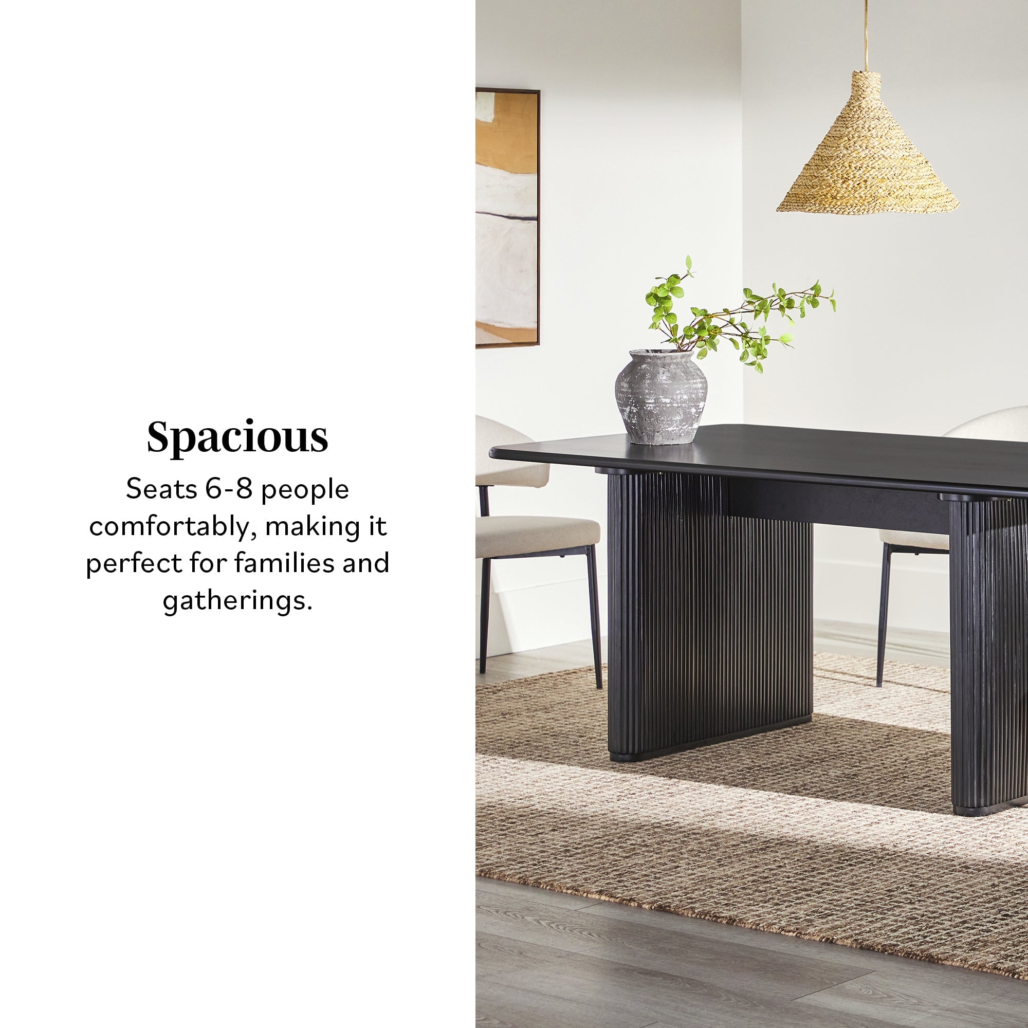 Heath 68" Scandinavian Dining Table with Reeded Base