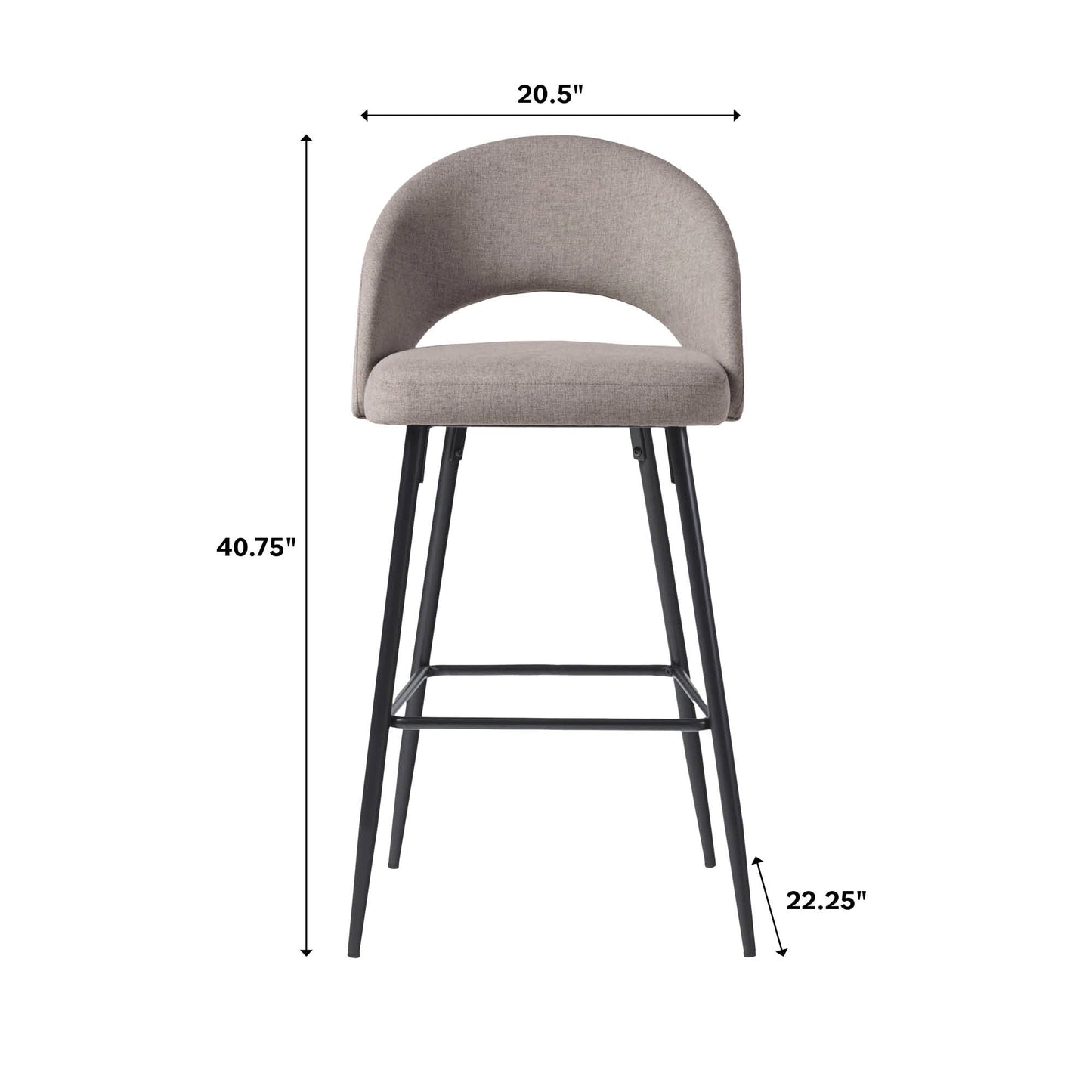 O Modern 2-Piece Minimalist Upholstered Bar Stool Set of 2