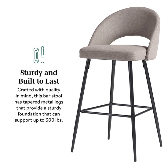 O Modern 2-Piece Minimalist Upholstered Bar Stool Set of 2