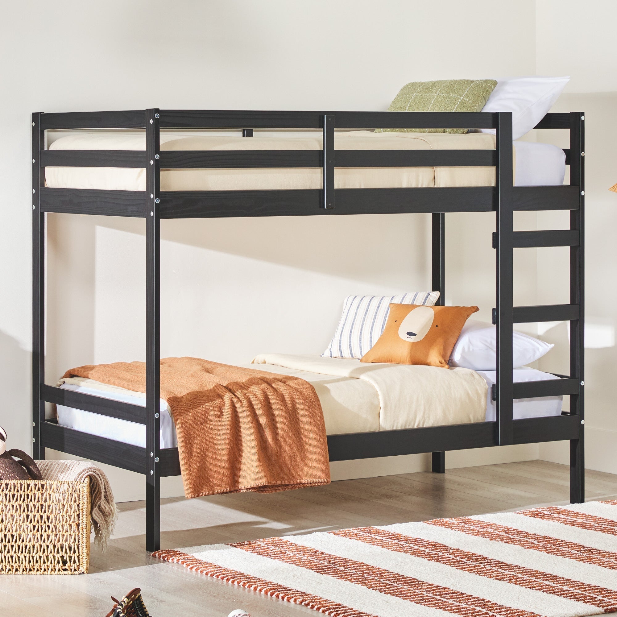 Sophie Simple Solid Wood Twin Over Twin Bunk Bed