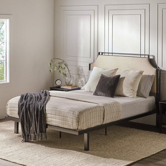 Mimi Upholstered Traditional Metal Queen Bed