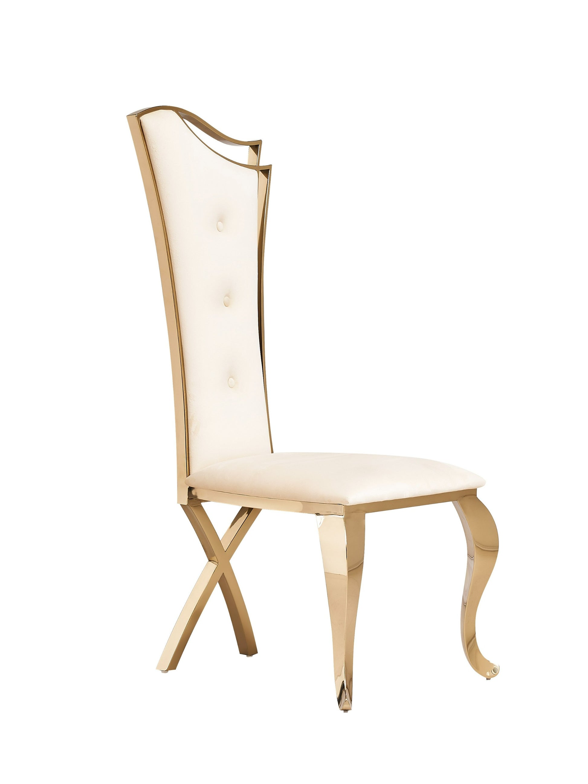 Modrest Bonnie - Modern Beige Velvet & Champagne Gold Dining Chair (Set of 2)