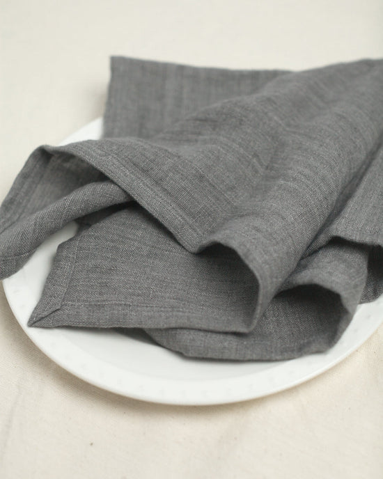 Stone Washed Linen Hemmed Dinner Napkins