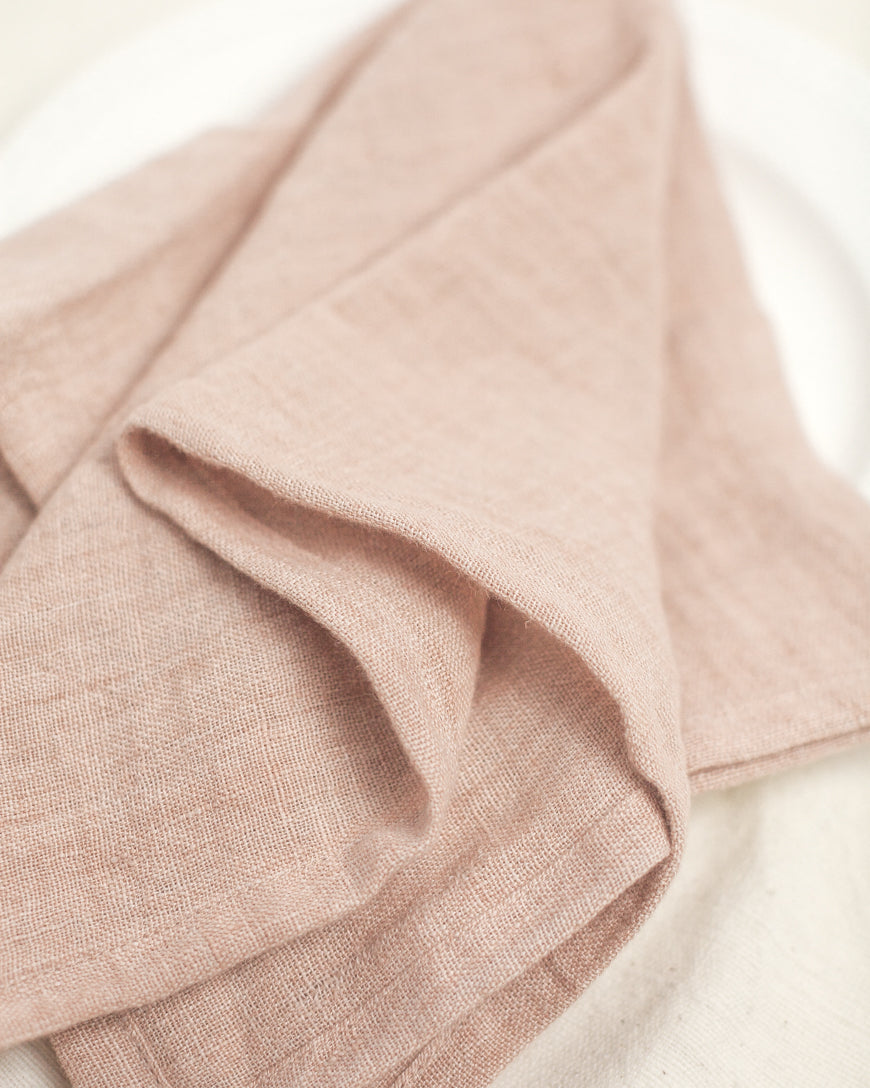 Stone Washed Linen Hemmed Dinner Napkins