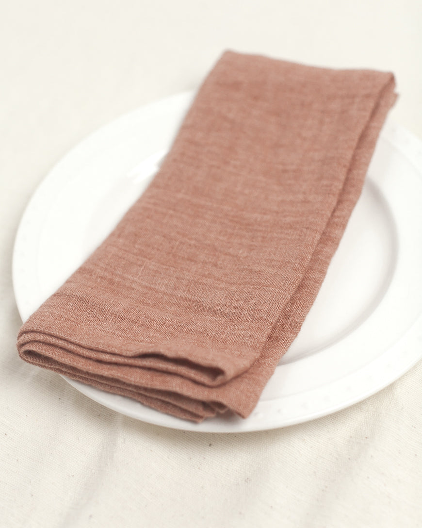 Stone Washed Linen Hemmed Dinner Napkins