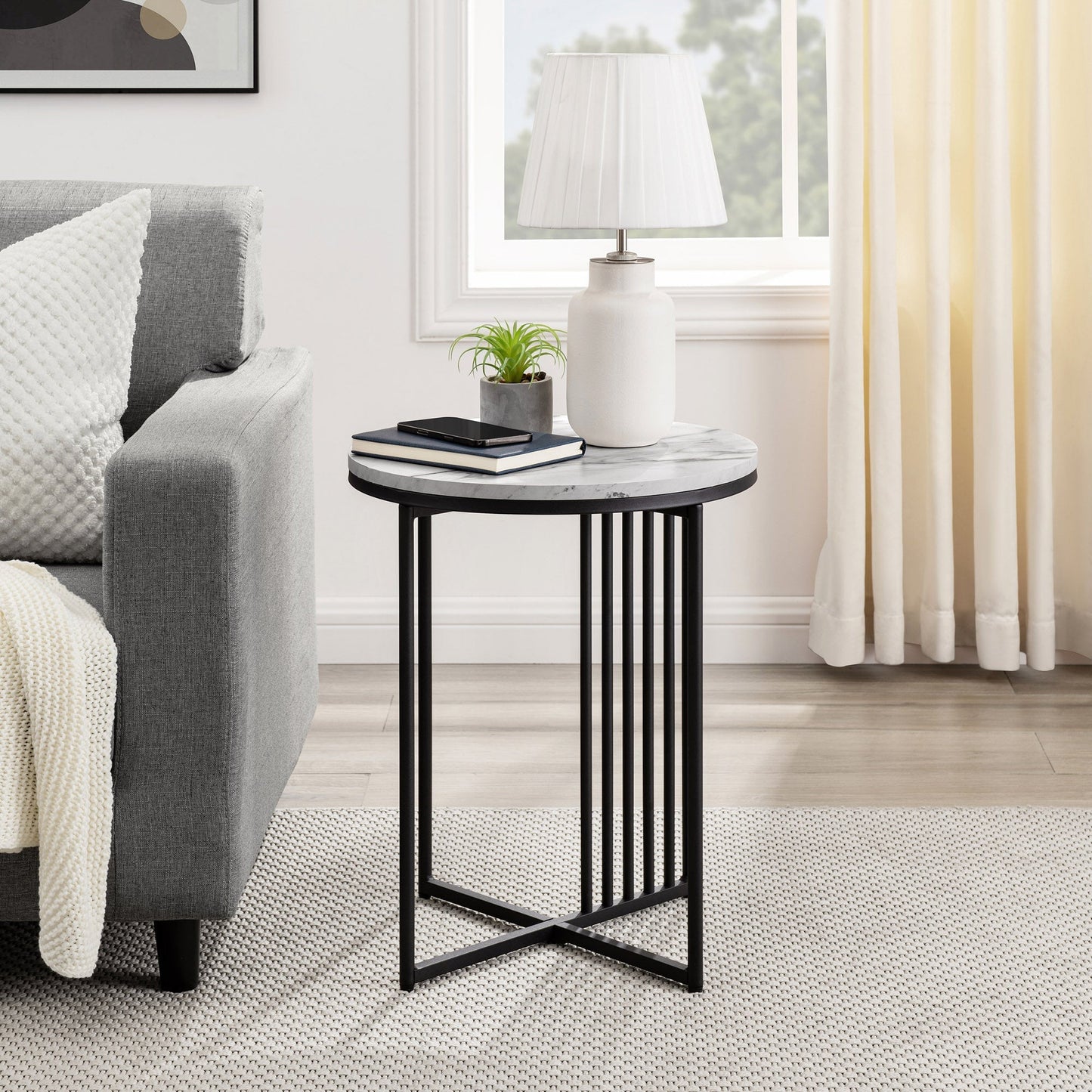 Vulcan Minimalist Metal Slatted Side Table