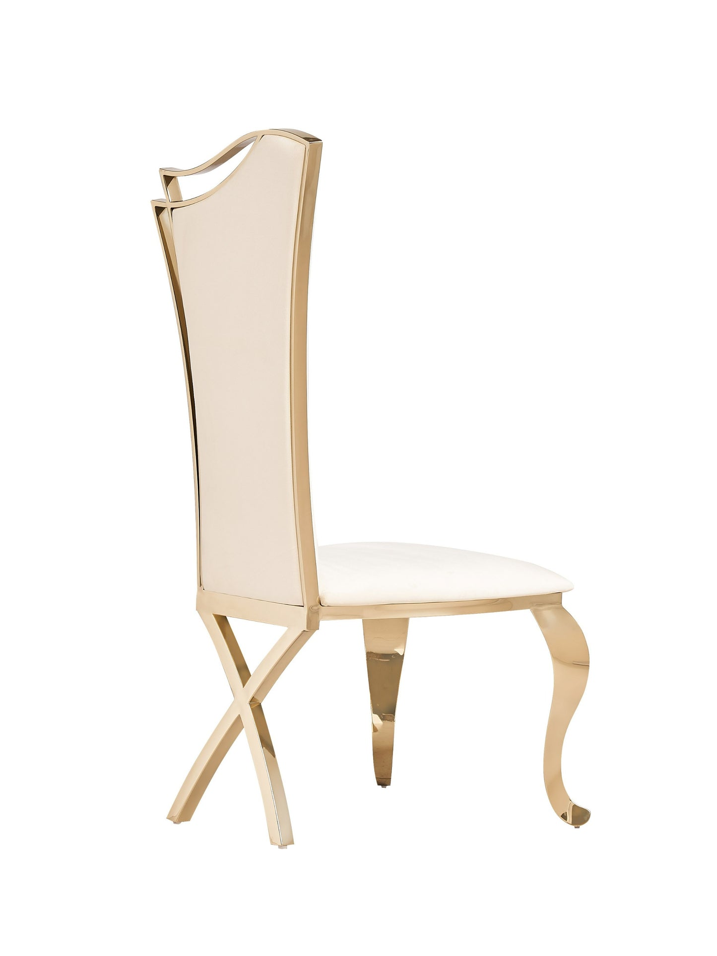 Modrest Bonnie - Modern Beige Velvet & Champagne Gold Dining Chair (Set of 2)