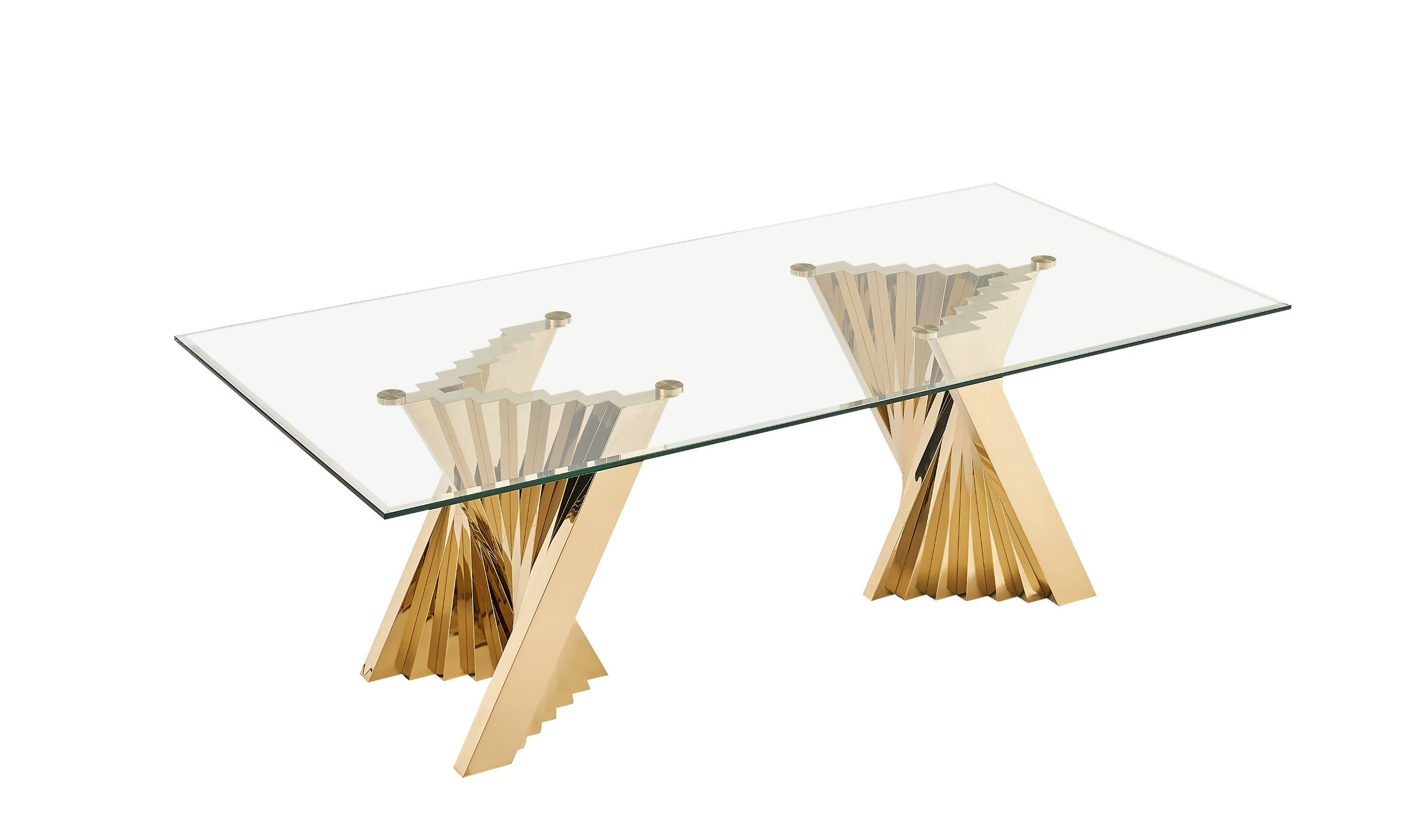 Modrest Buquet - Glam Glass + Champagne Gold Rectangular Dining Table