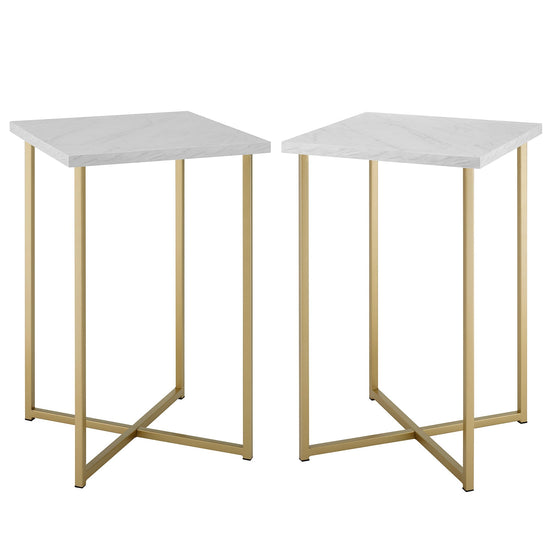 Modern Glam Metal and Wood Square Accent Tables 2-Piece Set