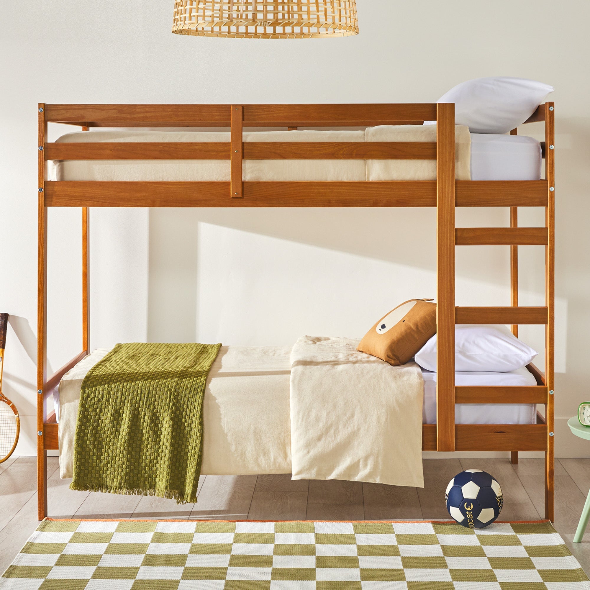 Sophie Simple Solid Wood Twin Over Twin Bunk Bed