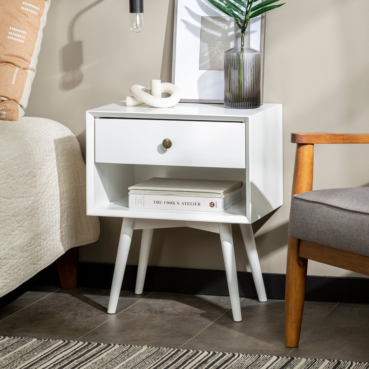 Mid-Century Solid Wood Nightstand Collection (1 or 2 Drawer)