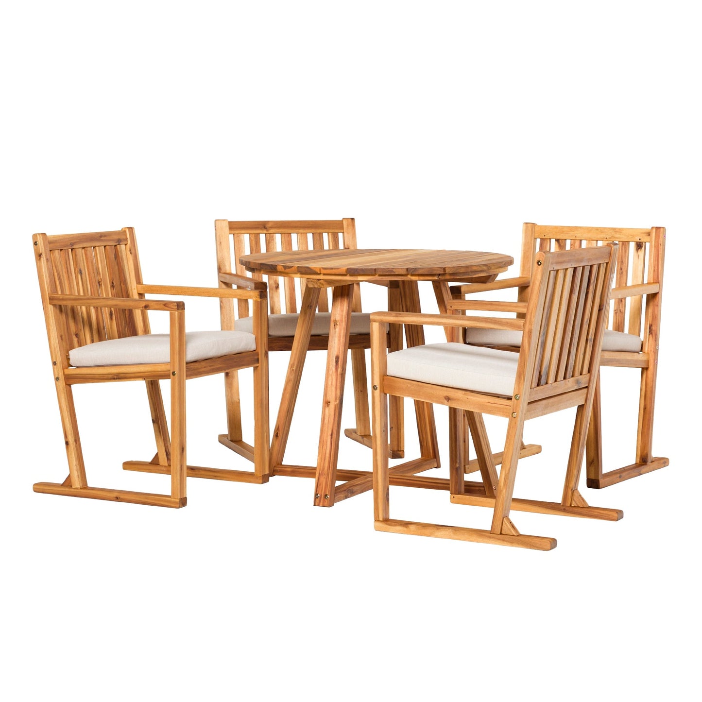 Prenton 5-Piece Modern Solid Wood Geometric Outdoor Dining Set