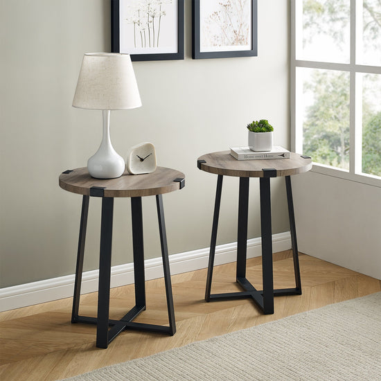 Modern Industrial 2-Piece Metal Wrap Side Table