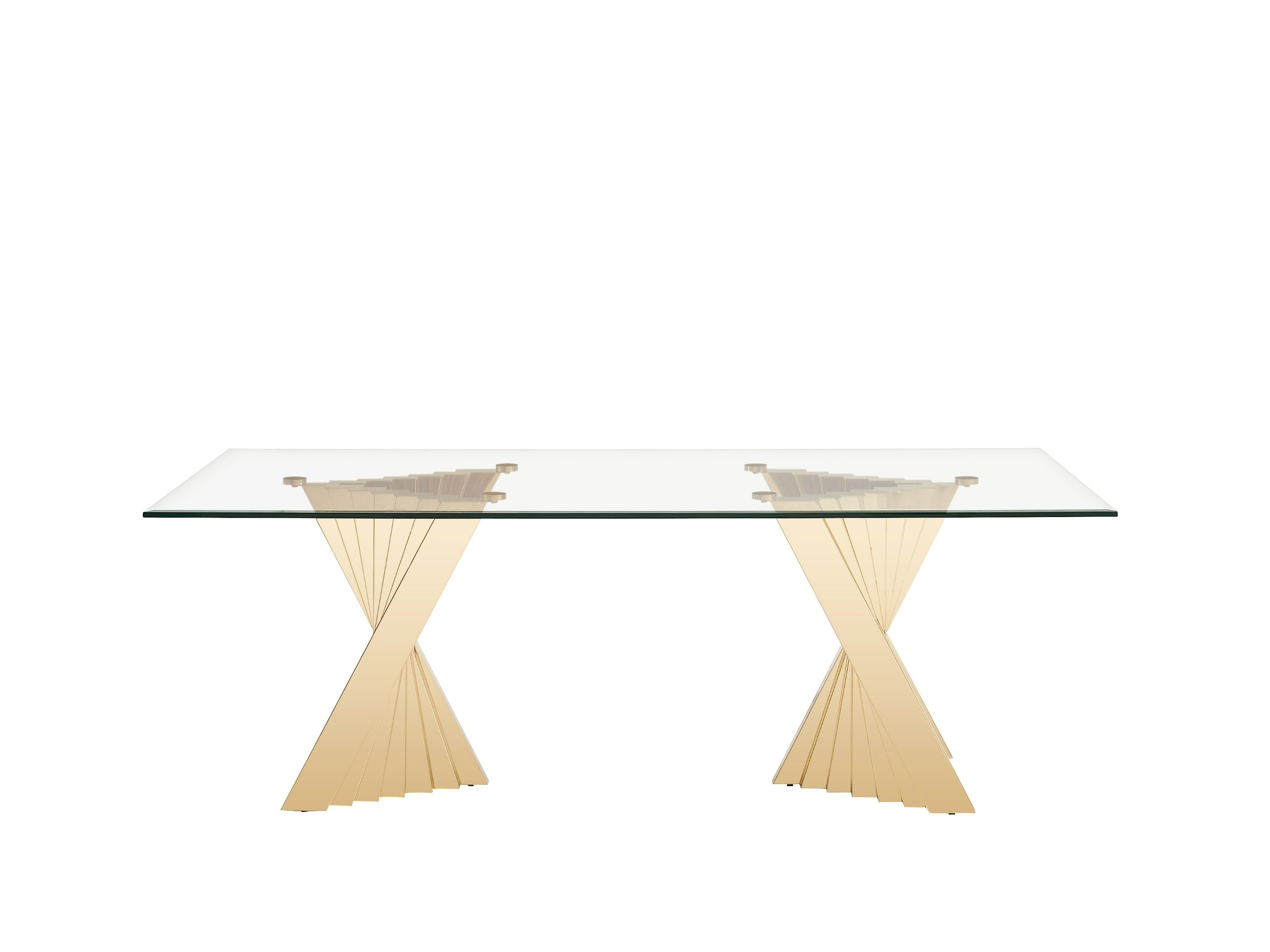 Modrest Buquet - Glam Glass + Champagne Gold Rectangular Dining Table