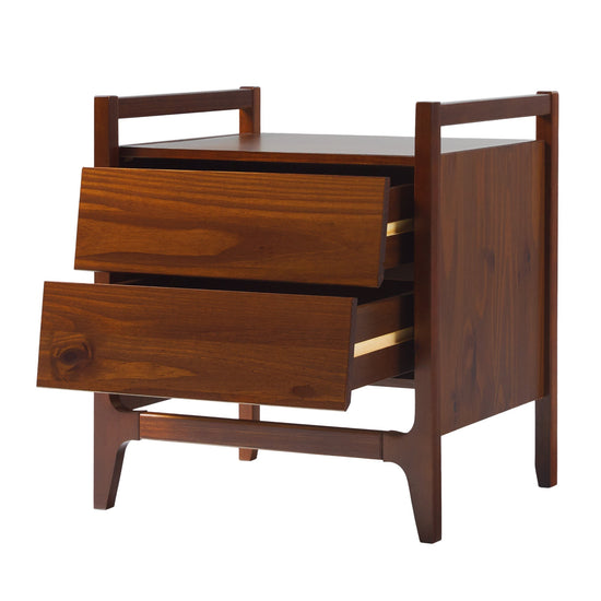 Oswald Mid-Century Modern 2-Drawer Wood Nightstand