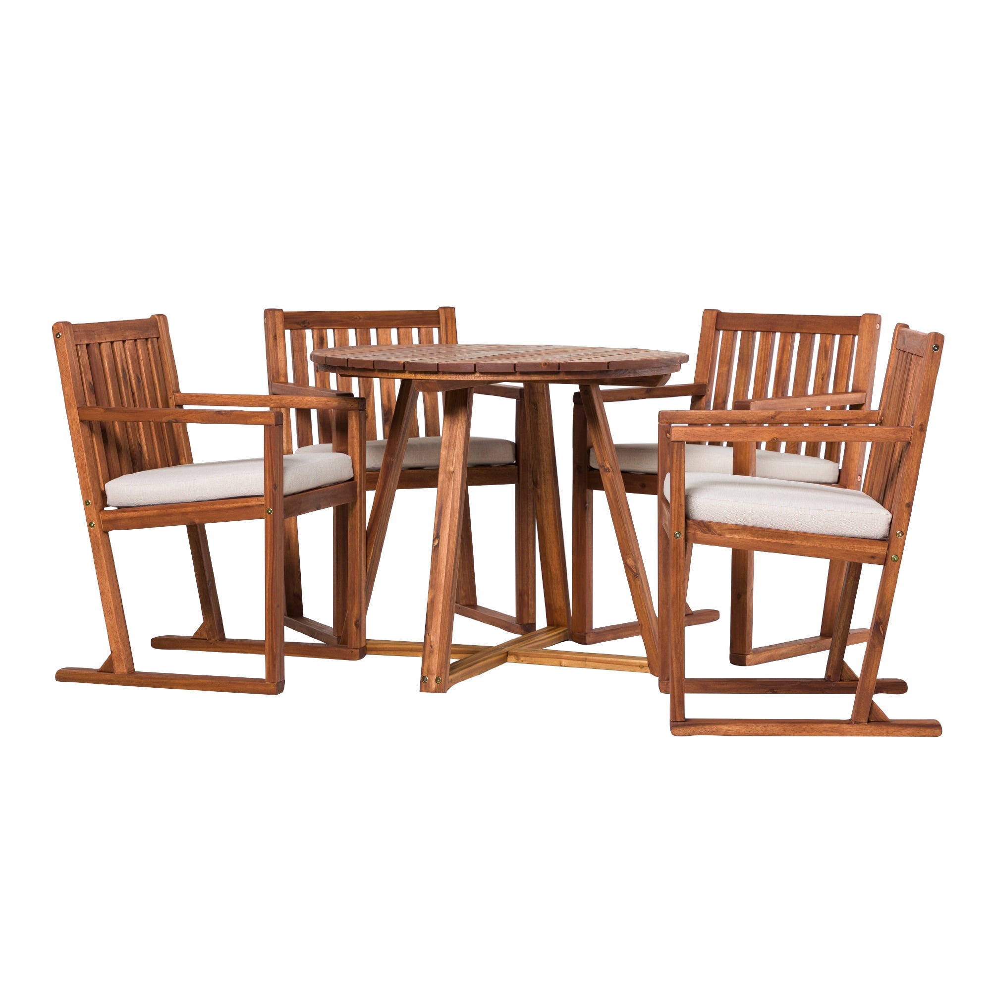 Prenton 5-Piece Modern Solid Wood Geometric Outdoor Dining Set