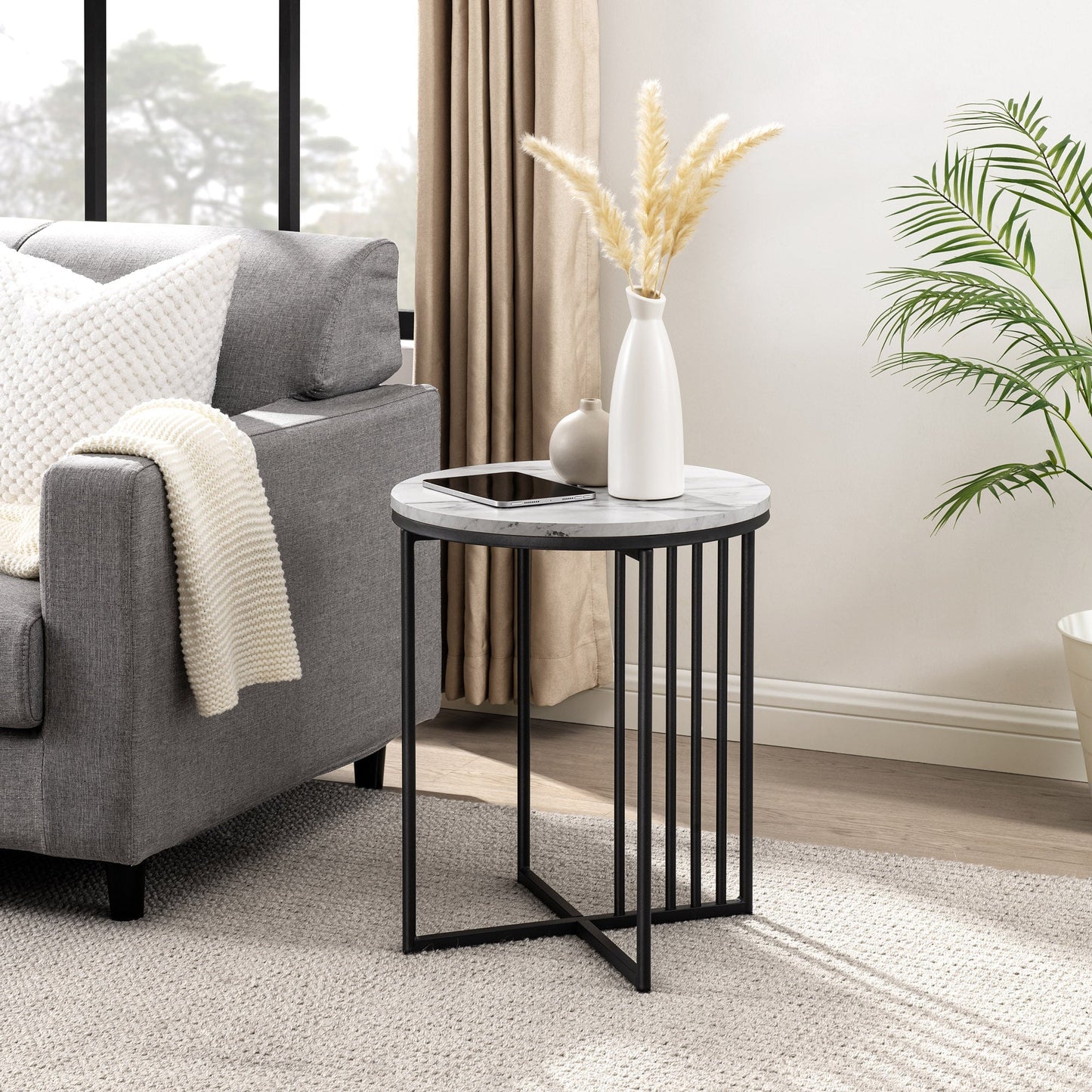 Vulcan Minimalist Metal Slatted Side Table