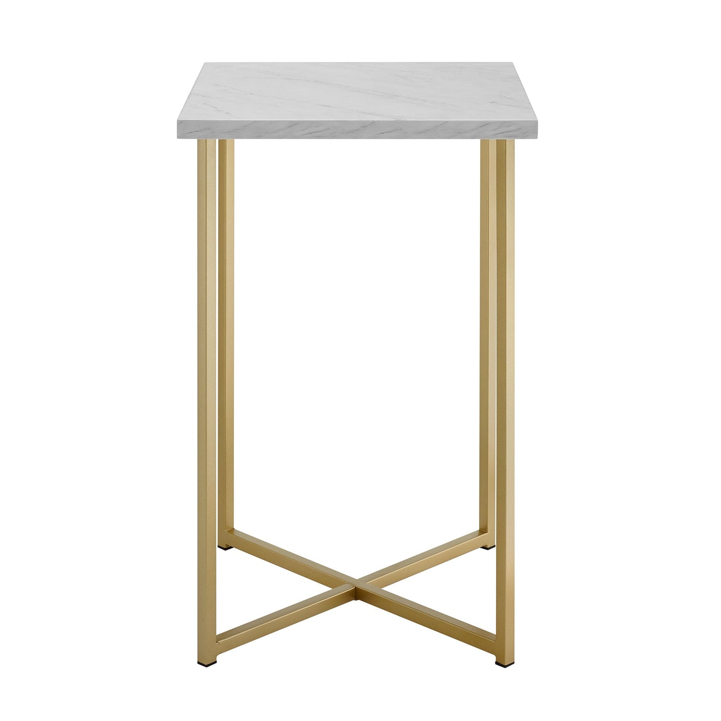 Modern Glam Metal and Wood Square Accent Tables 2-Piece Set