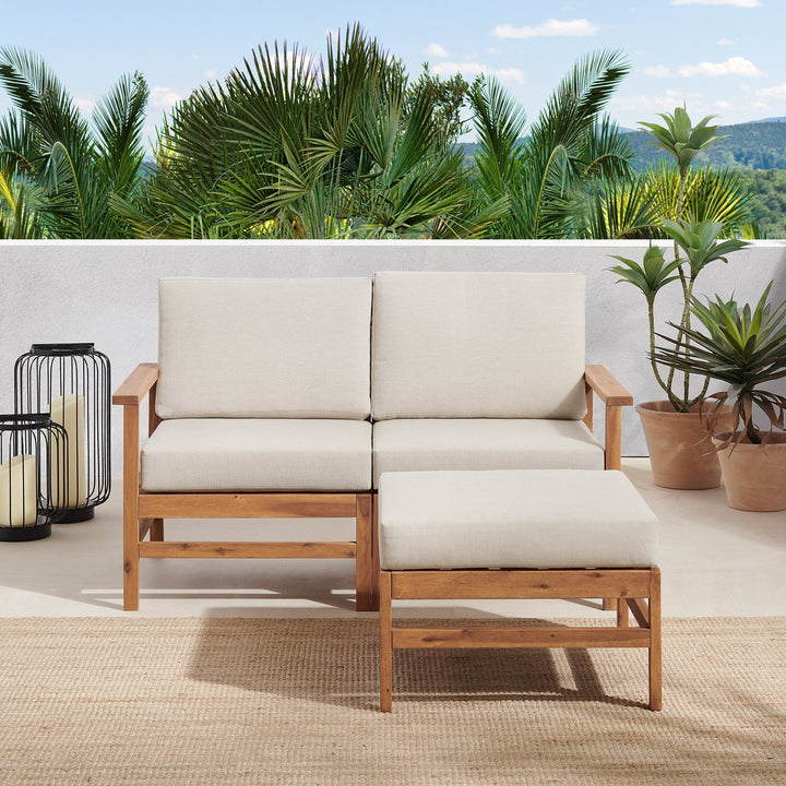 Vincent 3-Piece Modern Chevron Acacia Outdoor Sectional