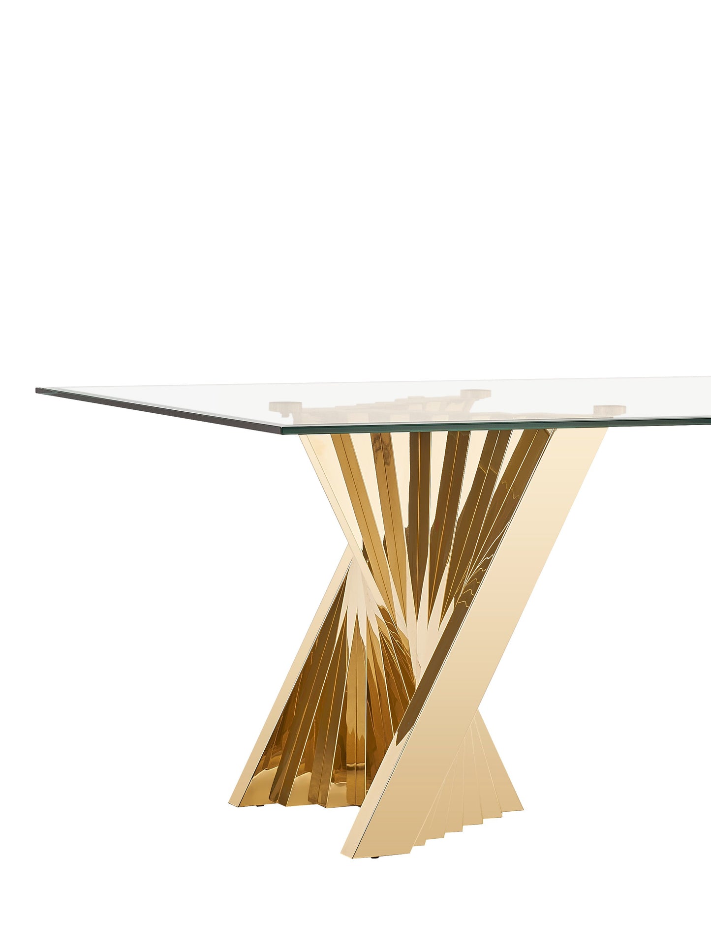 Modrest Buquet - Glam Glass + Champagne Gold Rectangular Dining Table