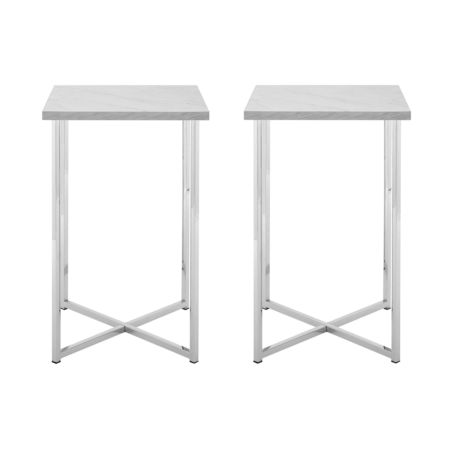 Modern Glam Metal and Wood Square Accent Tables 2-Piece Set