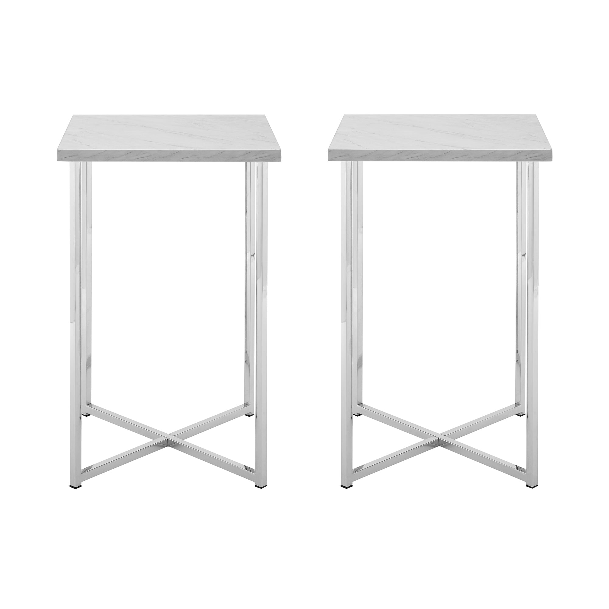 Modern Glam Metal and Wood Square Accent Tables 2-Piece Set