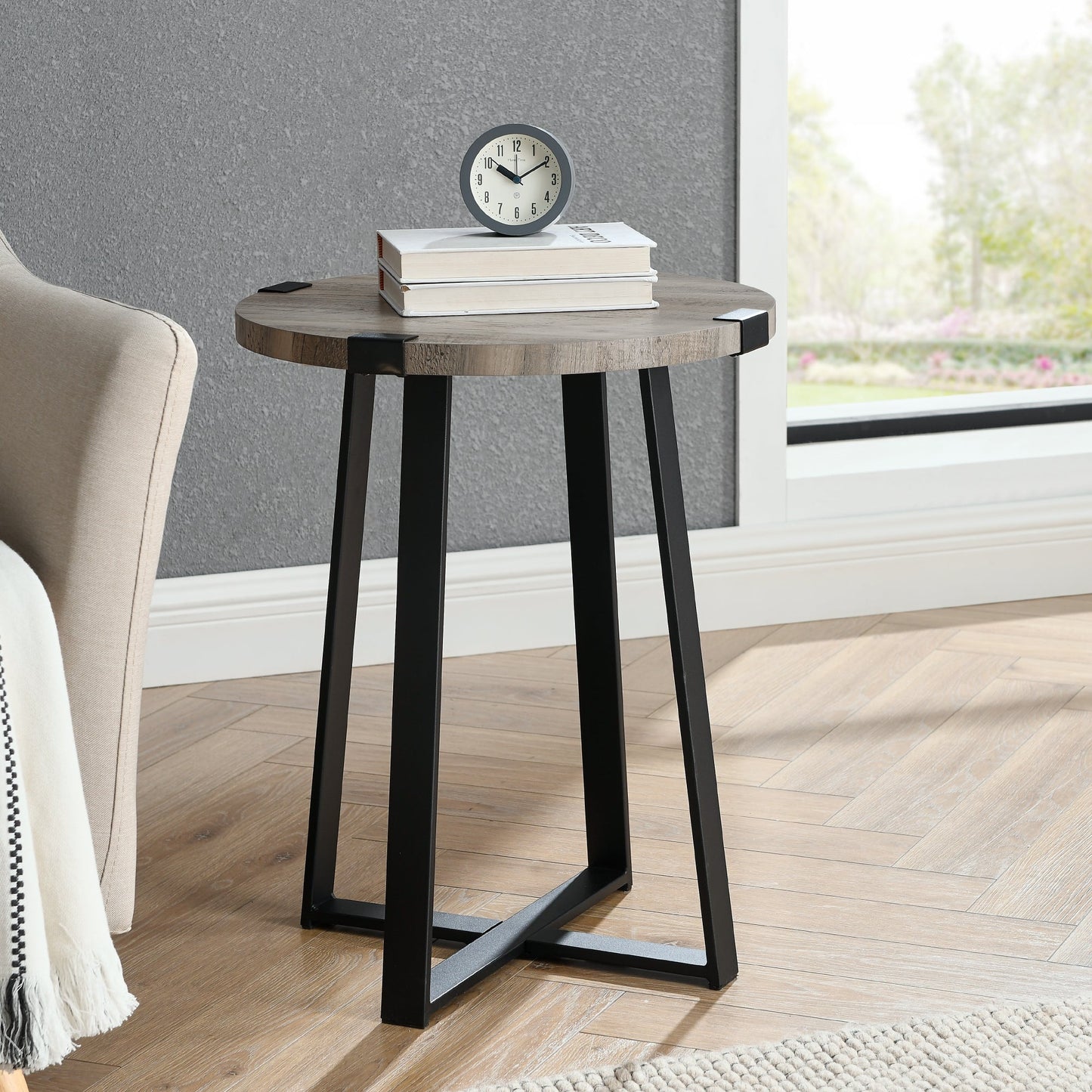 Modern Industrial 2-Piece Metal Wrap Side Table