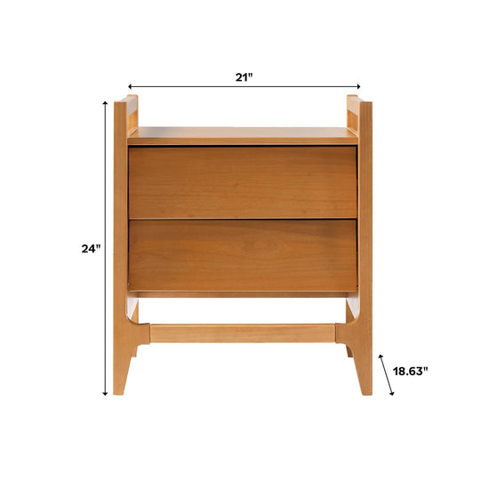 Oswald Mid-Century Modern 2-Drawer Wood Nightstand