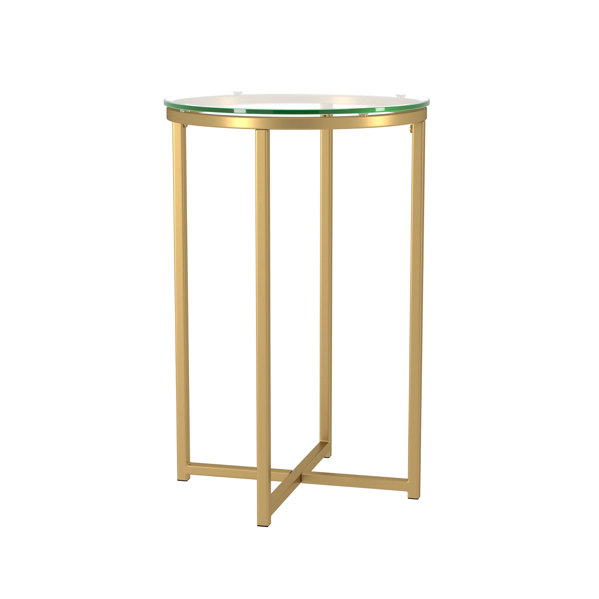 Modern Glam Metal-X Leg Side Table 2-Piece Set – Glass