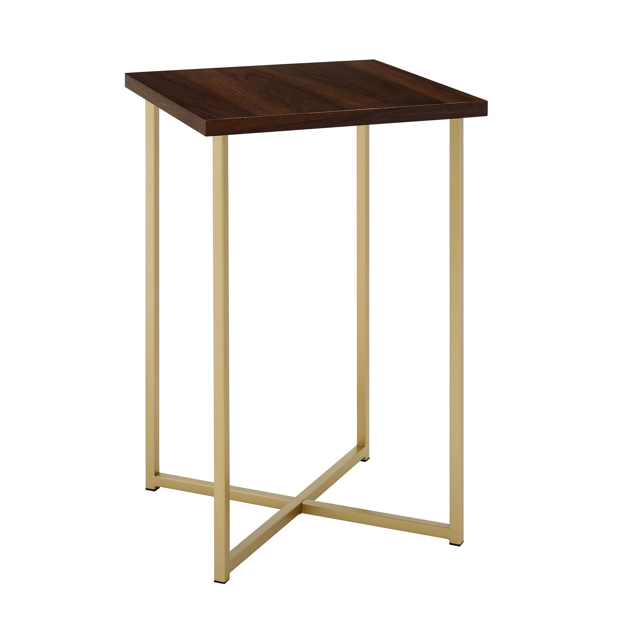 Modern Glam Metal and Wood Square Accent Tables 2-Piece Set