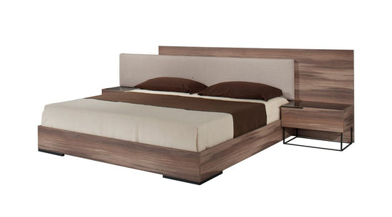 Nova Domus Matteo Italian Modern Eastern King Walnut & Fabric Bed