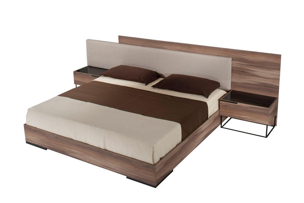 Nova Domus Matteo Italian Modern Eastern King Walnut & Fabric Bed