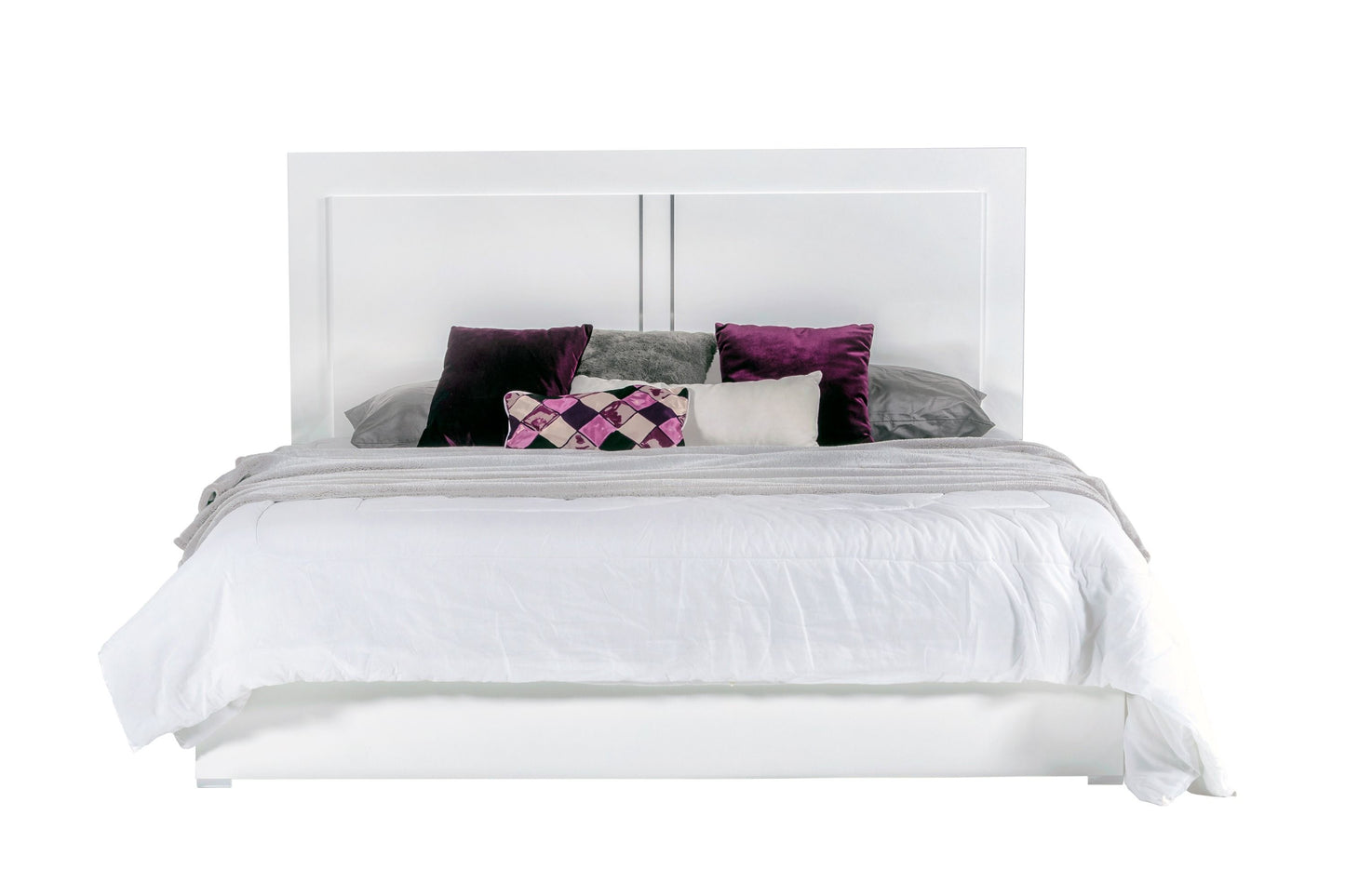 Modrest Nicla Italian Modern White Bed, Eastern King