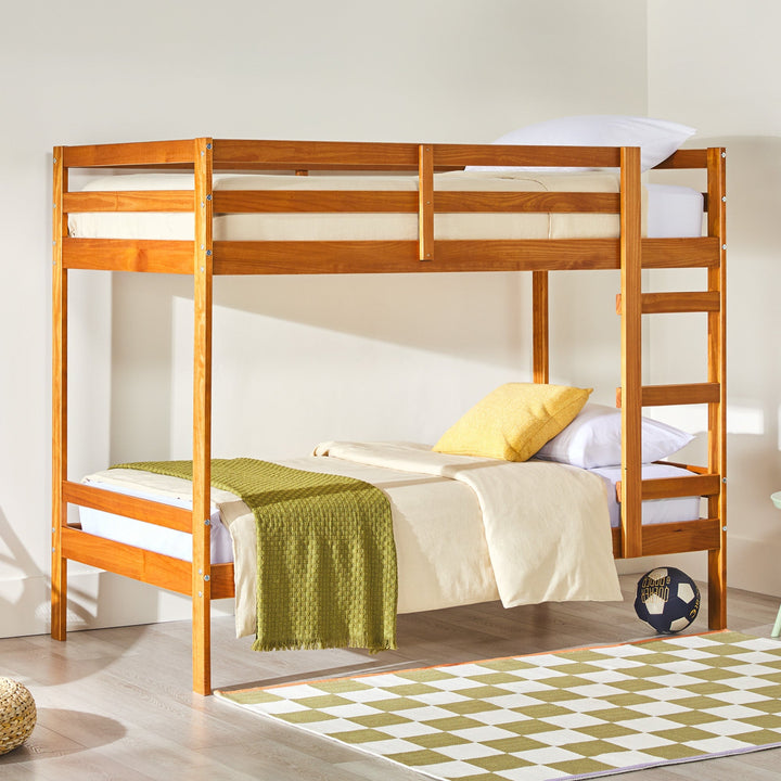 Sophie Simple Solid Wood Twin Over Twin Bunk Bed