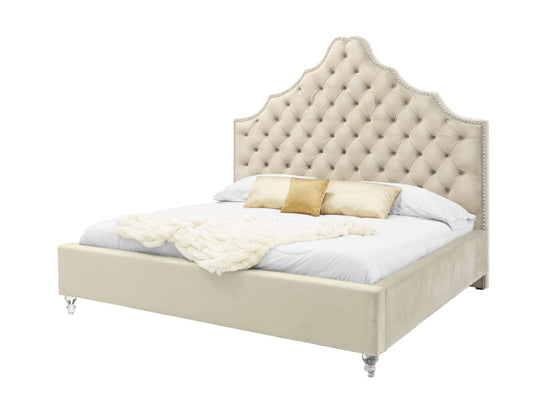 Queen Modrest Sandra Transitional Light Grey Fabric Bed