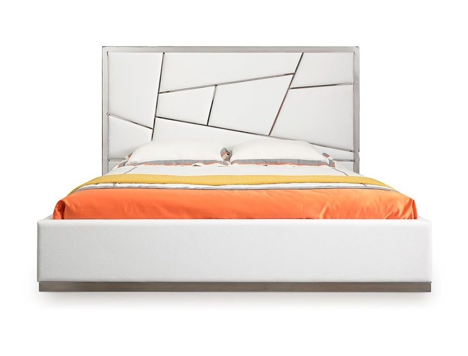 Queen Modrest Chrysler Modern White Bonded Leather Bed