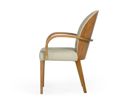 Modrest Rexford Modern Beige & Walnut Dining Armchair