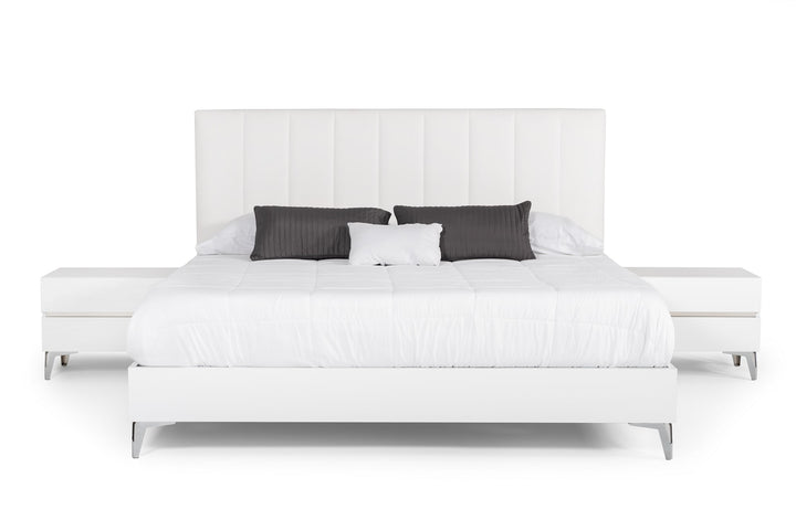 Nova Domus Angela Eastern King - Italian White Eco Leather Bed