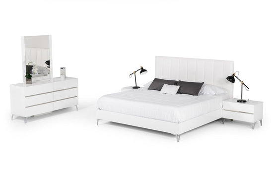 Nova Domus Angela - Queen Italian White Eco Leather Bed