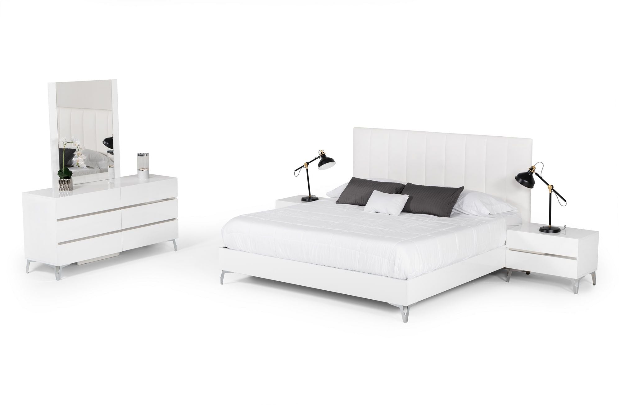 Nova Domus Angela Eastern King - Italian White Eco Leather Bed